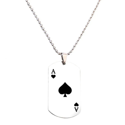 Hip Hop Stainless Steel Black White Heart A Poker Pendant Necklace For Trendy Men Women-Wannee Fashion Accessory