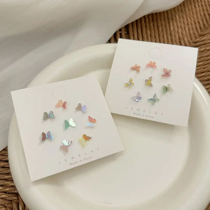 Hot Design Sweet Acrylic 3D Butterfly Small Stud Earring Set for Lovable-Wannee Fashion Accessory