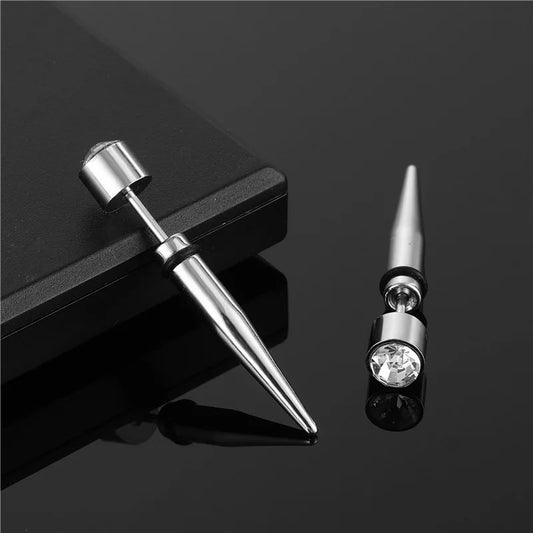 Personality Design Taper Shape Stainless Steel Stud Earrings for Cool Men-Wannee Fashion Accessory