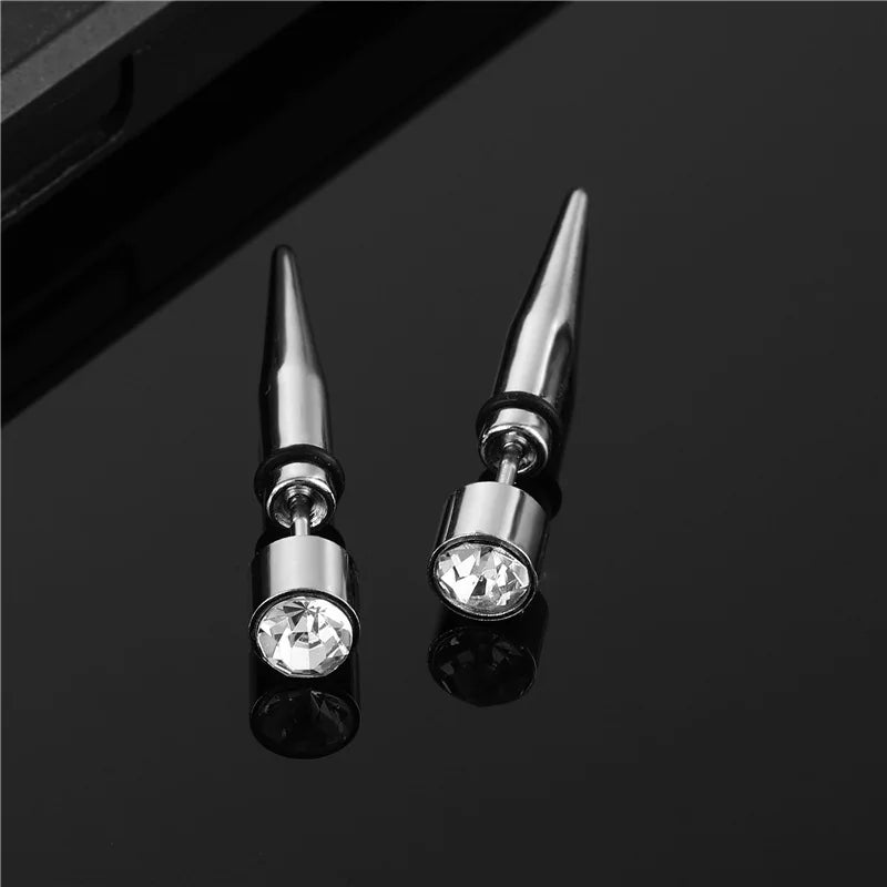 Personality Design Taper Shape Stainless Steel Stud Earrings for Cool Men-Wannee Fashion Accessory