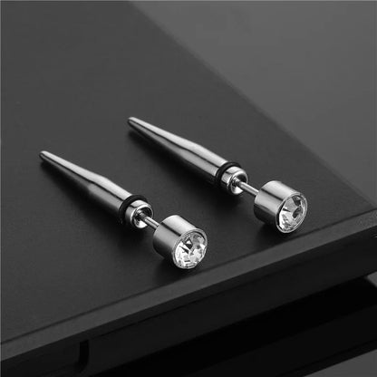 Personality Design Taper Shape Stainless Steel Stud Earrings for Cool Men-Wannee Fashion Accessory