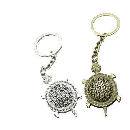 Simple Creative Be Rich Metal Hollow Small Turtle Keychain for Friend Student Gift-Wannee Fashion Accessory