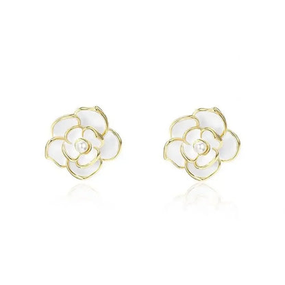 Luxury Sweet Elegant Fine s925 Romantic Pearl Flower Stud Earrings for Trendy Women-Wannee Fashion Accessory