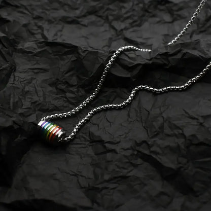 70cm Hip Hop Titanium Steel Rainbow Pendant Necklace for Fashion Men Women-Wannee