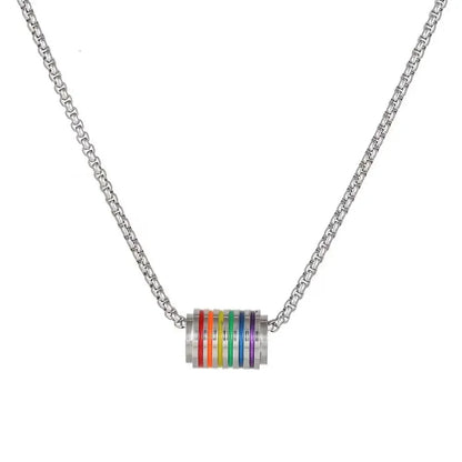 70cm Hip Hop Titanium Steel Rainbow Pendant Necklace for Fashion Men Women-Wannee