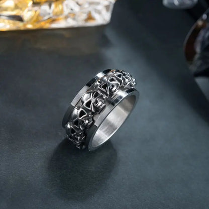 Personality Rotatable Skull Stainless Steel Simple Ring for Cool Couple-Wannee Fashion Jewelry