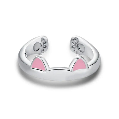 Minimalist Cute Cat Ear Creative Metal Open Ring for Student Girl Gift-Wannee Fashion Accessory