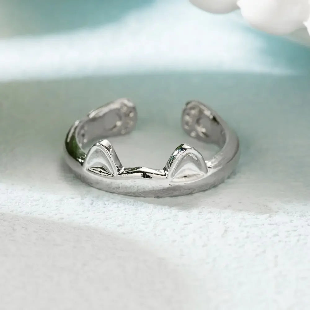 Minimalist Cute Cat Ear Creative Metal Open Ring for Student Girl Gift-Wannee Fashion Accessory