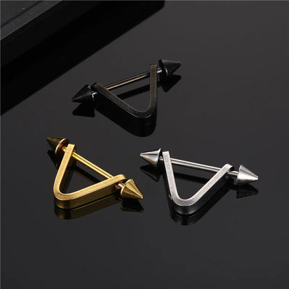 Geomertic V Simple Personality Stainless Steel Triangle Stud Earrings for Trendy Women Men-Wannee Punk Accessory