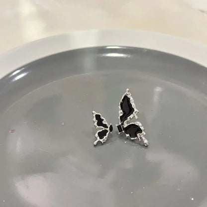 Creative Design Cool Black Butterfly S925 Small Stud Earrings for Trend Women-Wannee Fashion Accessory