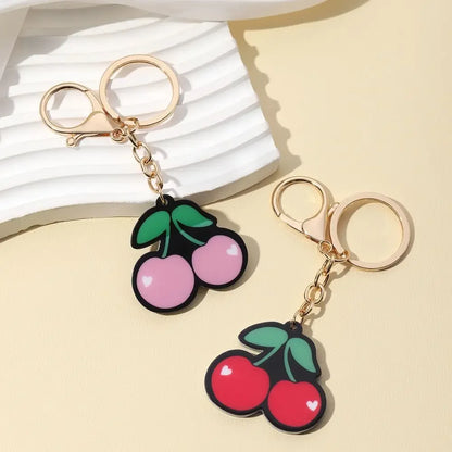 New Acrylic Simulation Fruit Cherry Keychain