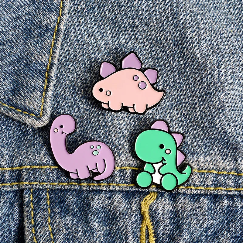 Cute Cartoon Candy Color Mini Dinosaur Badge Brooch for Student Friend Gift-Wannee Creative Metal Accessory