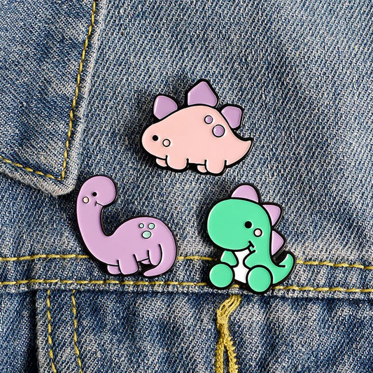 Cute Cartoon Candy Color Mini Dinosaur Badge Brooch for Student Friend Gift-Wannee Creative Metal Accessory