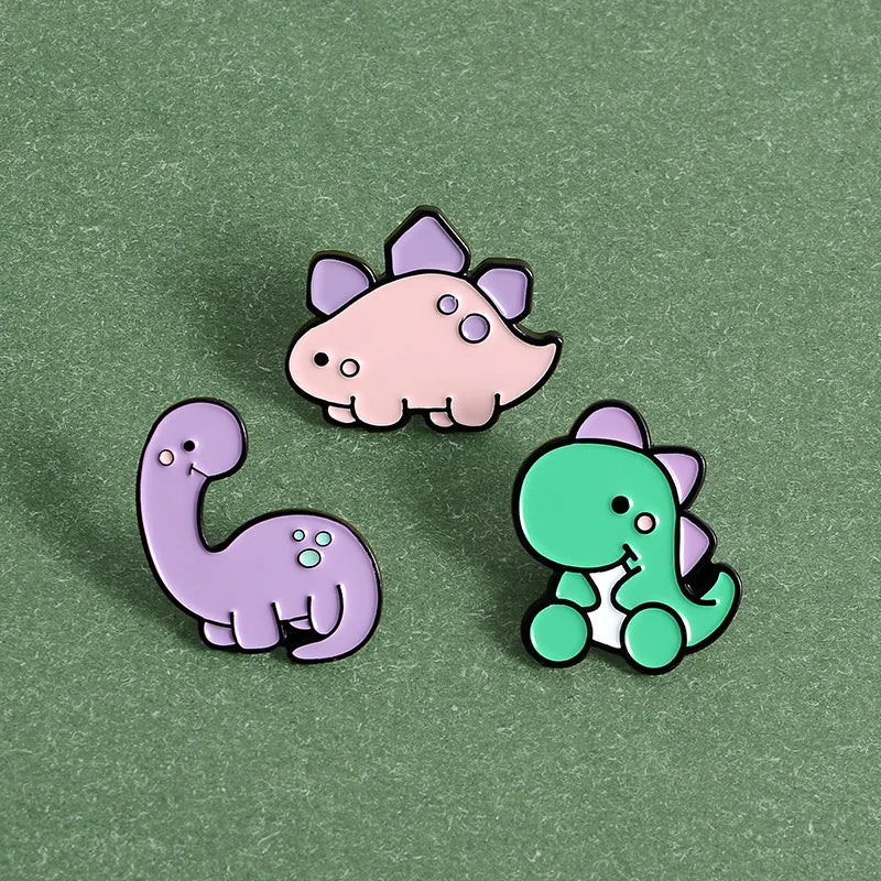 Cute Cartoon Candy Color Mini Dinosaur Badge Brooch for Student Friend Gift-Wannee Creative Metal Accessory