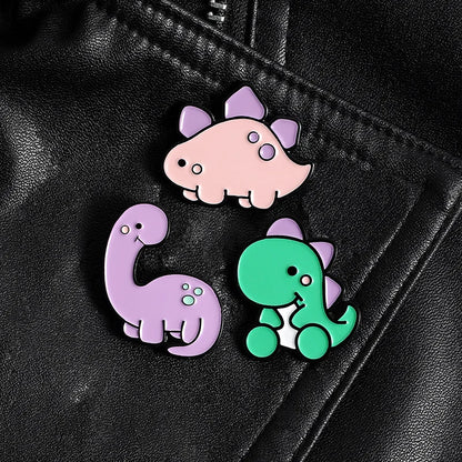 Cute Cartoon Candy Color Mini Dinosaur Badge Brooch for Student Friend Gift-Wannee Creative Metal Accessory