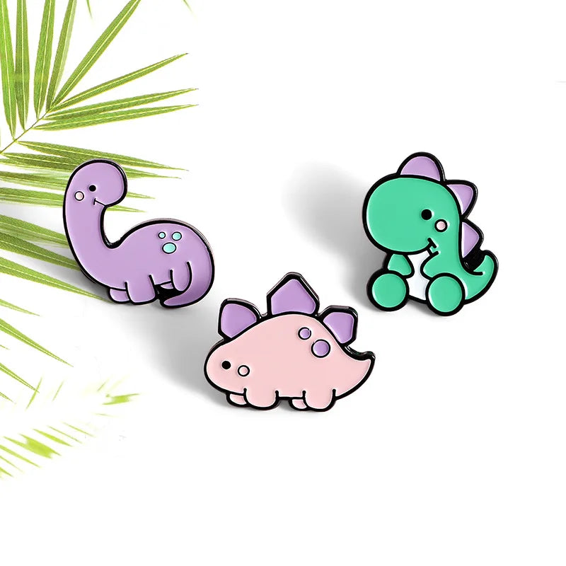 Cute Cartoon Candy Color Mini Dinosaur Badge Brooch for Student Friend Gift-Wannee Creative Metal Accessory