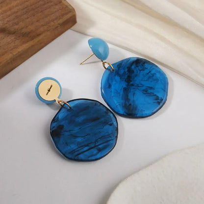 Personlaity Irregular Acrylic Exaggerated Design Green Blue Big Stud Earrings for Trend Women-Wannee Fashion Jewelry