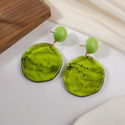 Personlaity Irregular Acrylic Exaggerated Design Green Blue Big Stud Earrings for Trend Women-Wannee Fashion Jewelry