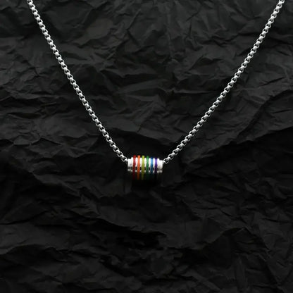 70cm Hip Hop Titanium Steel Rainbow Pendant Necklace for Fashion Men Women-Wannee