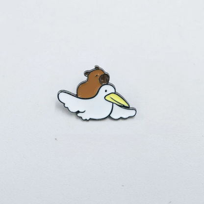 Funny Capybara Animal Brooches with Turtle Crocodile Pelican