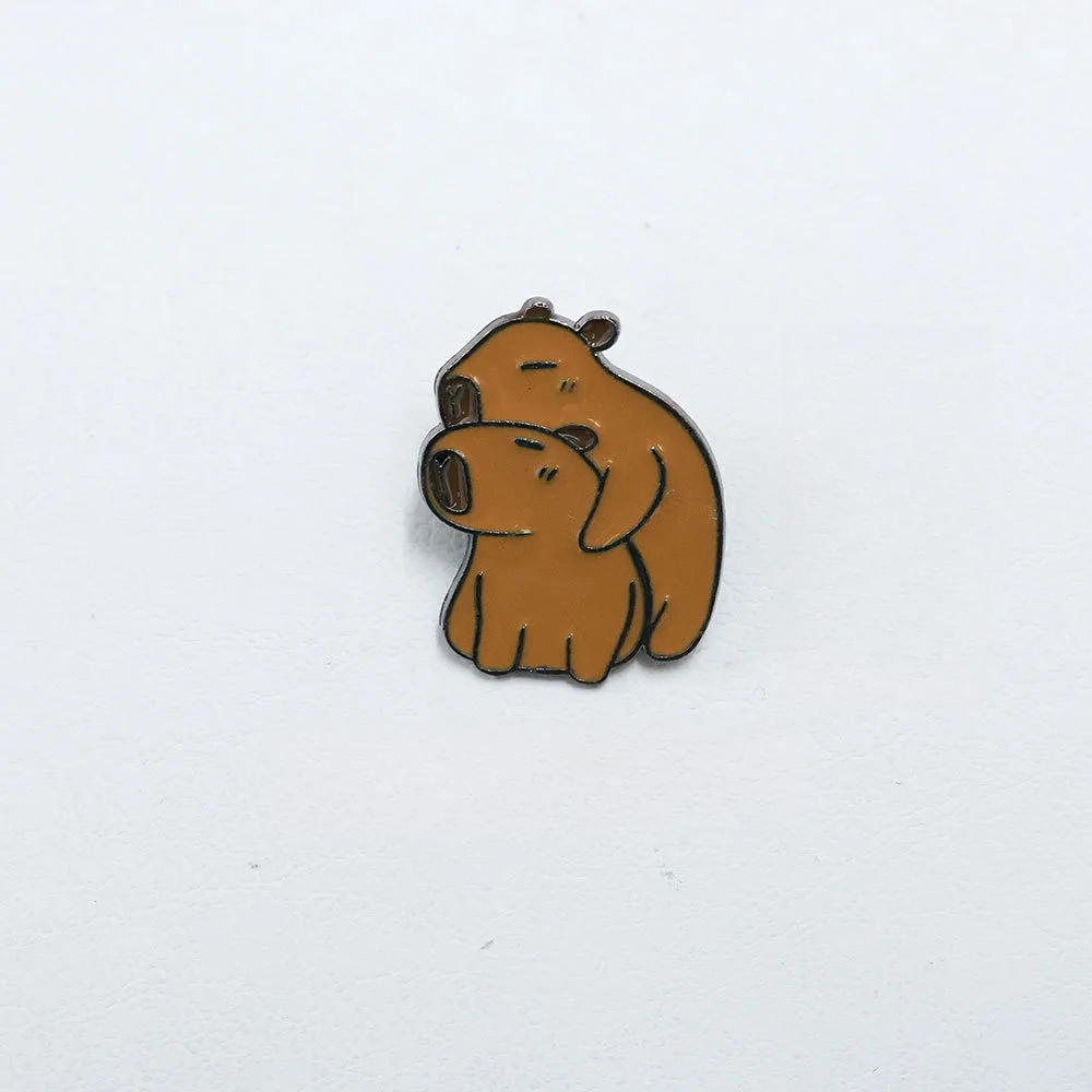 Funny Capybara Animal Brooches with Turtle Crocodile Pelican