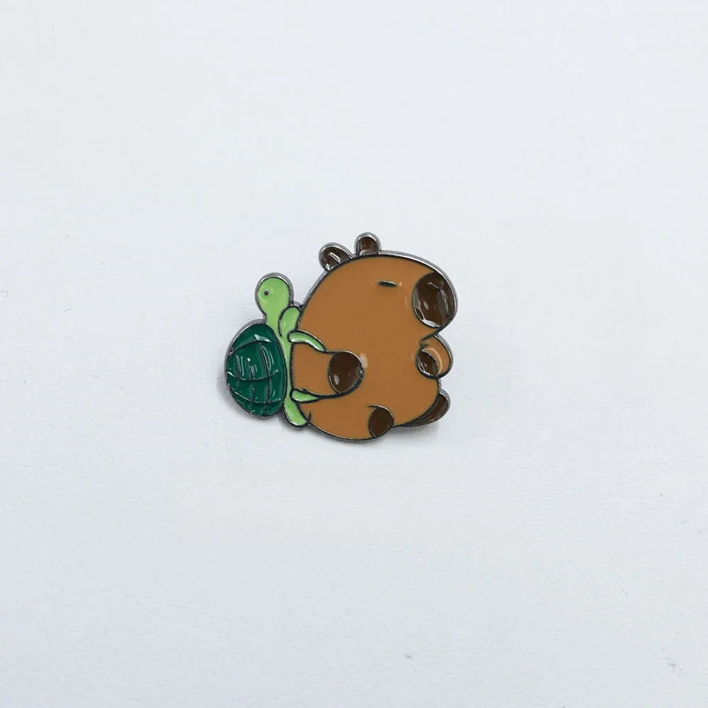 Funny Capybara Animal Brooches with Turtle Crocodile Pelican