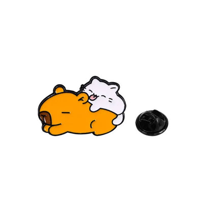 Funny Capybara Animal Brooches with Turtle Crocodile Pelican