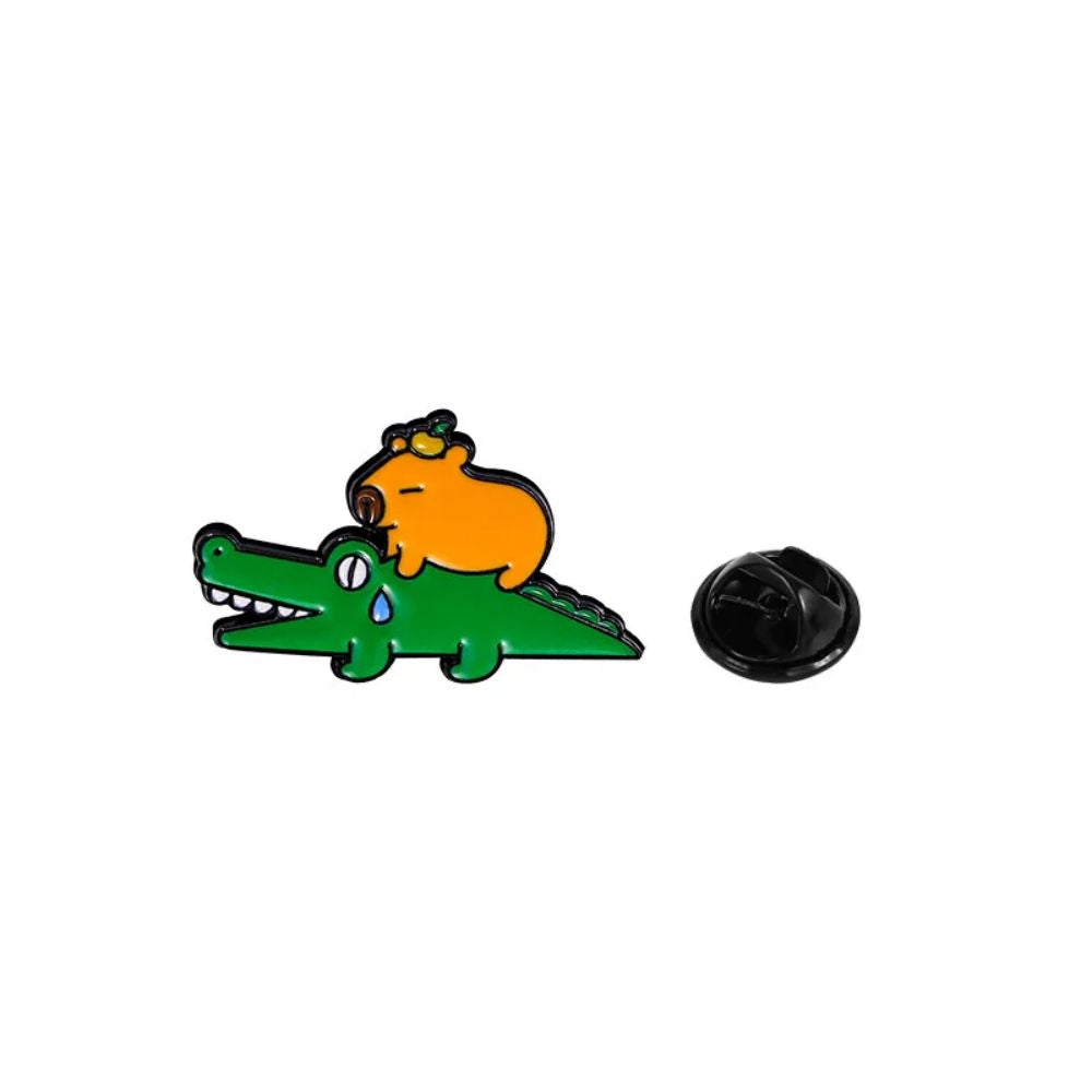 Funny Capybara Animal Brooches with Turtle Crocodile Pelican