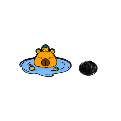 Funny Capybara Animal Brooches with Turtle Crocodile Pelican