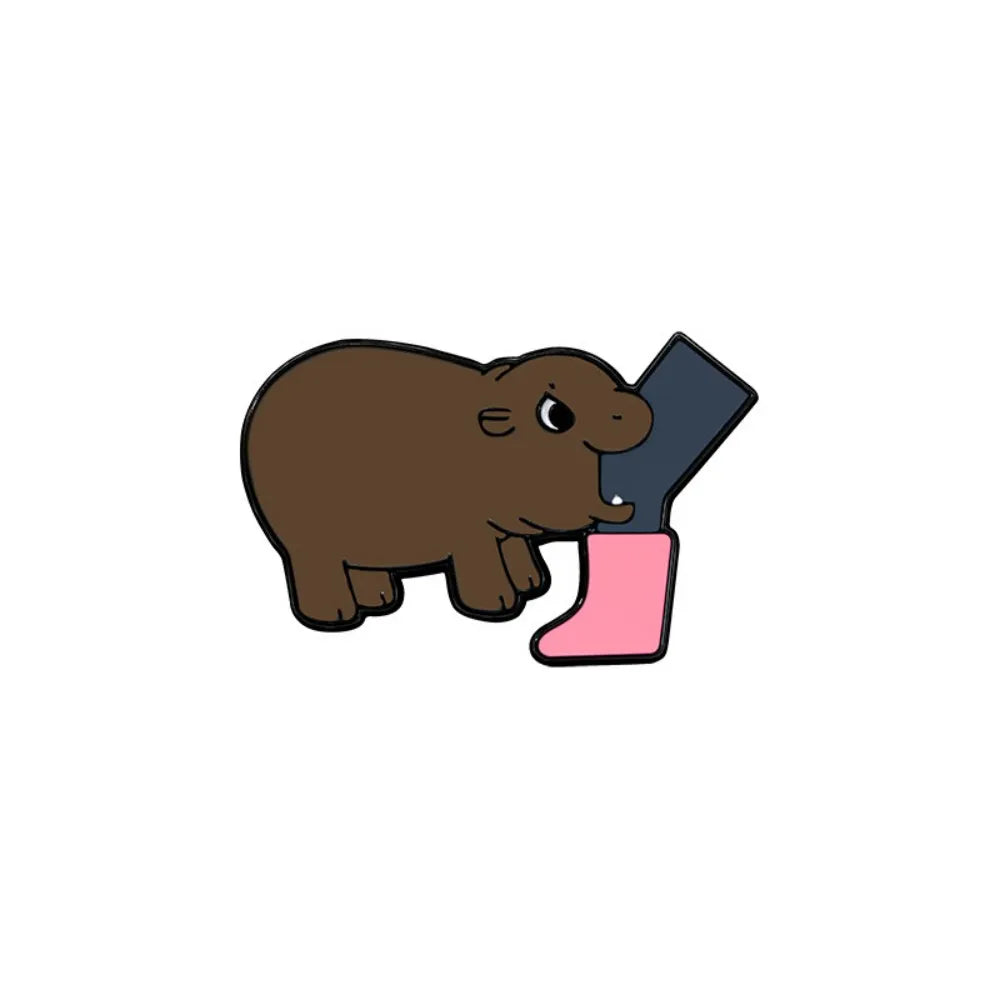 Viral Baby Hippopotamus Cartoon Lapel Brooches