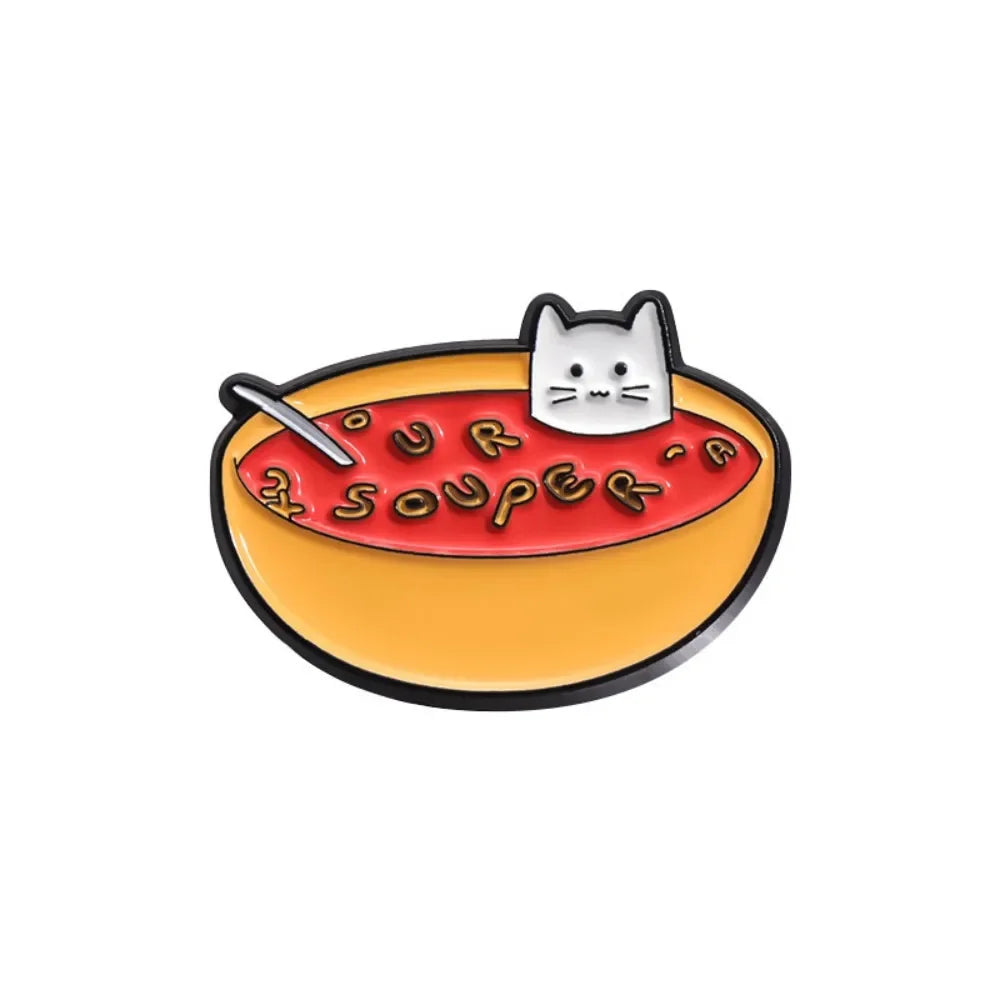 Food Lover Cat Brooch Collection