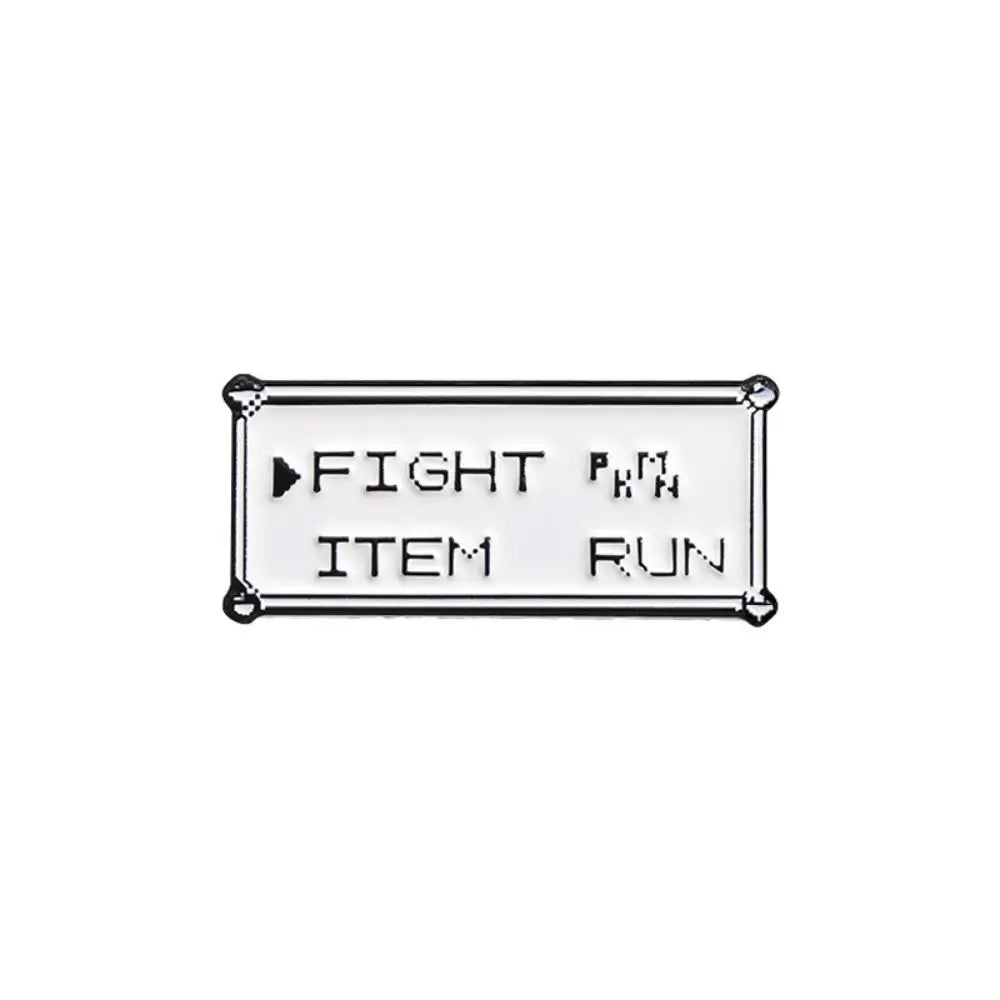 Vintage Pixel Game Battle Choice Text Brooch