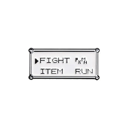 Vintage Pixel Game Battle Choice Text Brooch