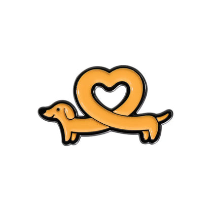 Cute Sausage Dog Love Lapel Brooch