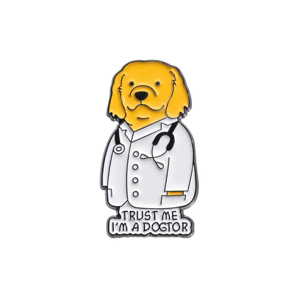 Funny Doctor Animal Pun Lapel Brooches