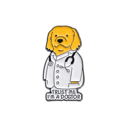Funny Doctor Animal Pun Lapel Brooches