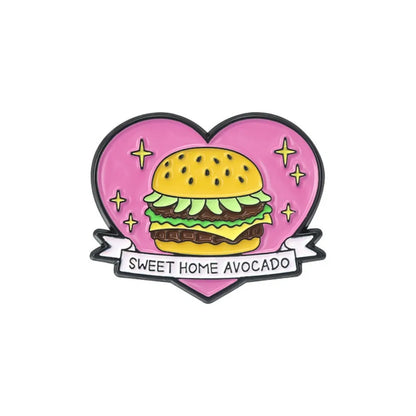 Aesthetic Landscape & Funny Avocado Burger Lapel Brooches