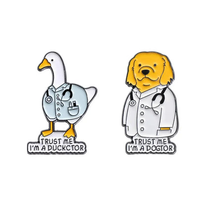 Funny Doctor Animal Pun Lapel Brooches