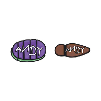 Buzz Woody Andy Name Foot Print Lapel Brooches