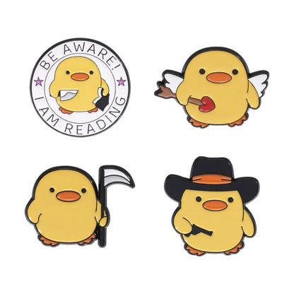 Quirky Yellow Duck Character Brooches