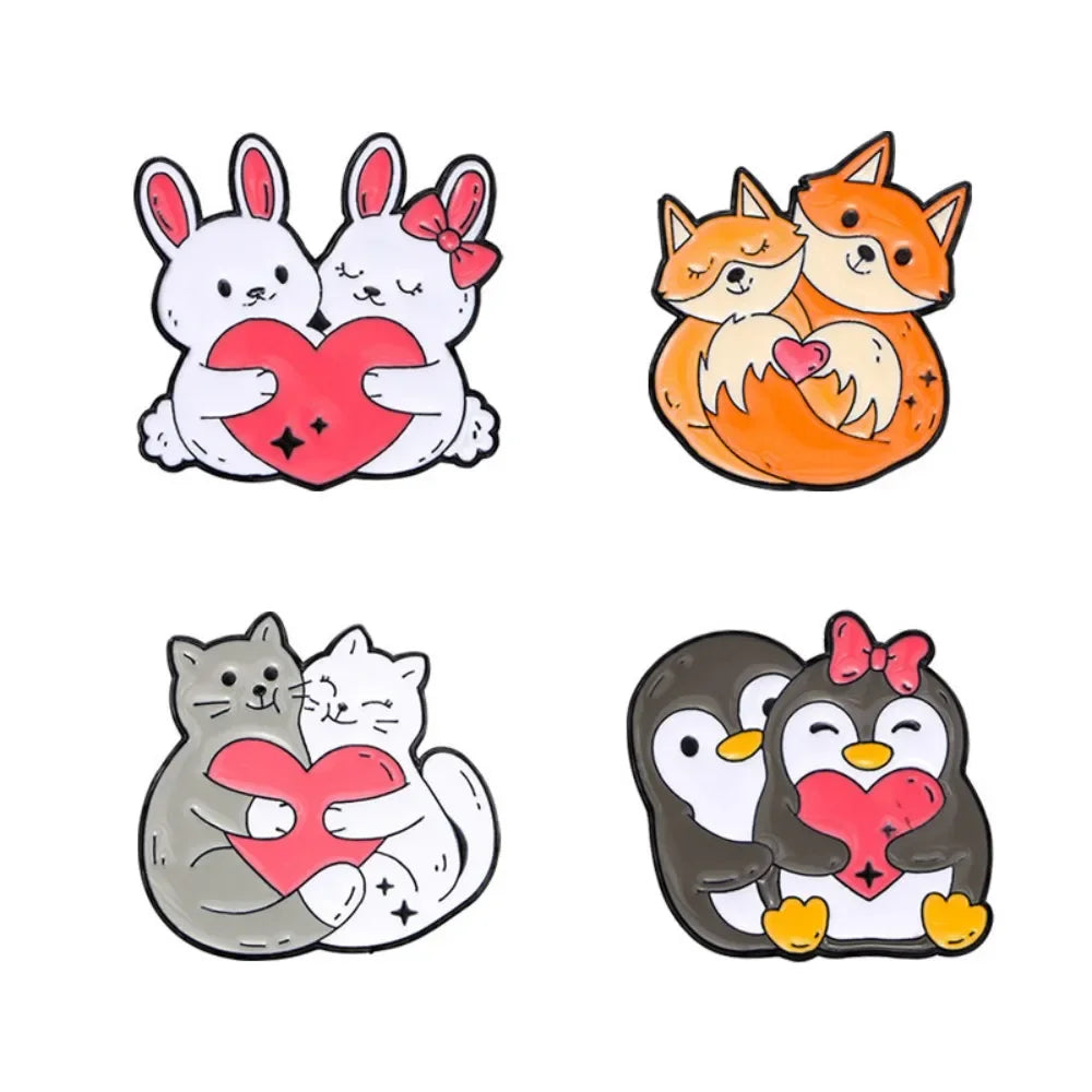 Kawaii Hugging Pet Lapel Brooches