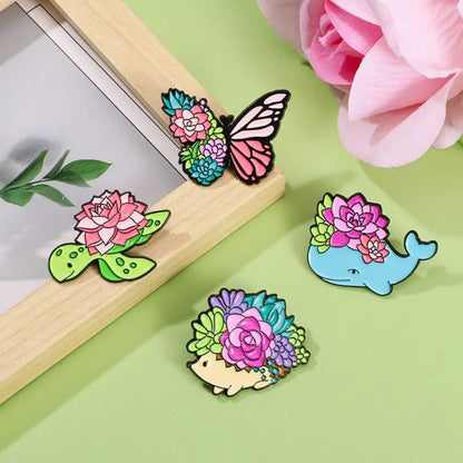 Floral Succulent Creature Brooch Collection