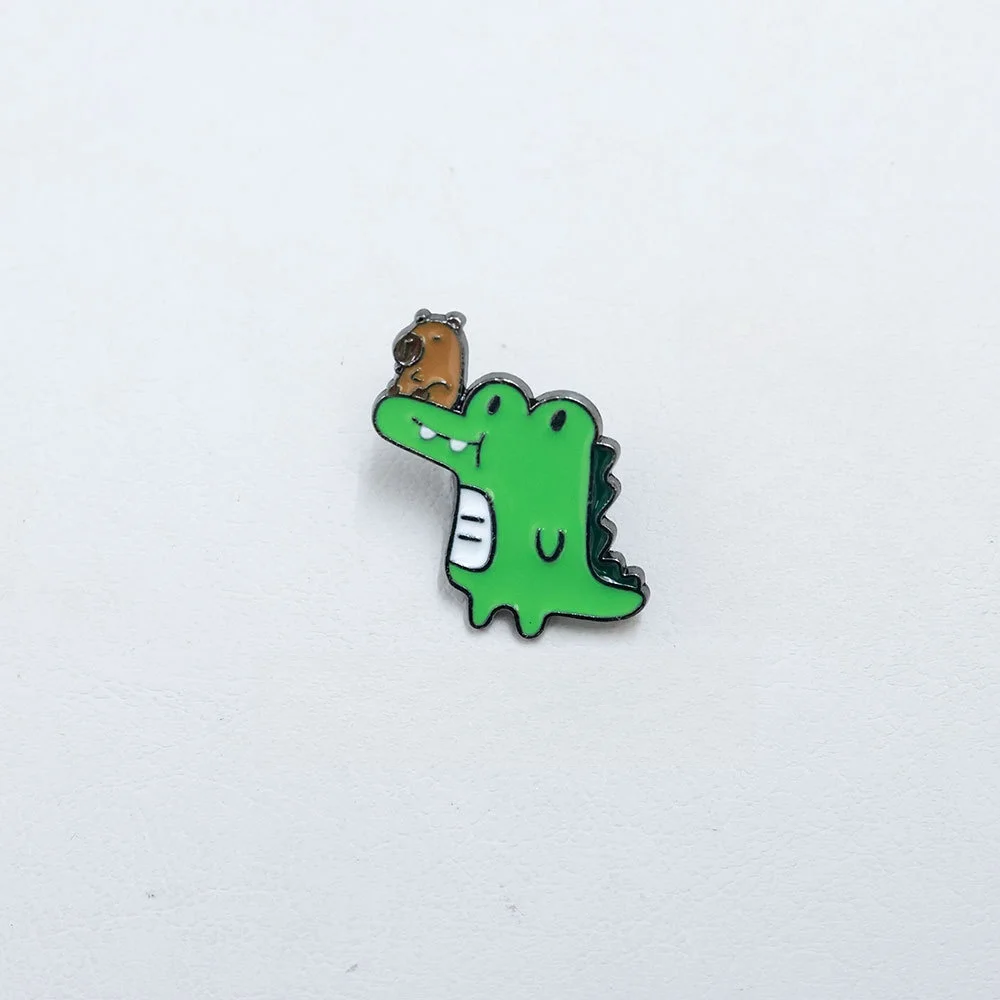 Funny Capybara Animal Brooches with Turtle Crocodile Pelican