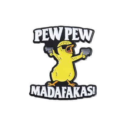 Gangster Duck With Dual Pistols Funny Lapel Brooch