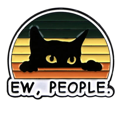 Sarcastic Black Cat Enamel Brooch