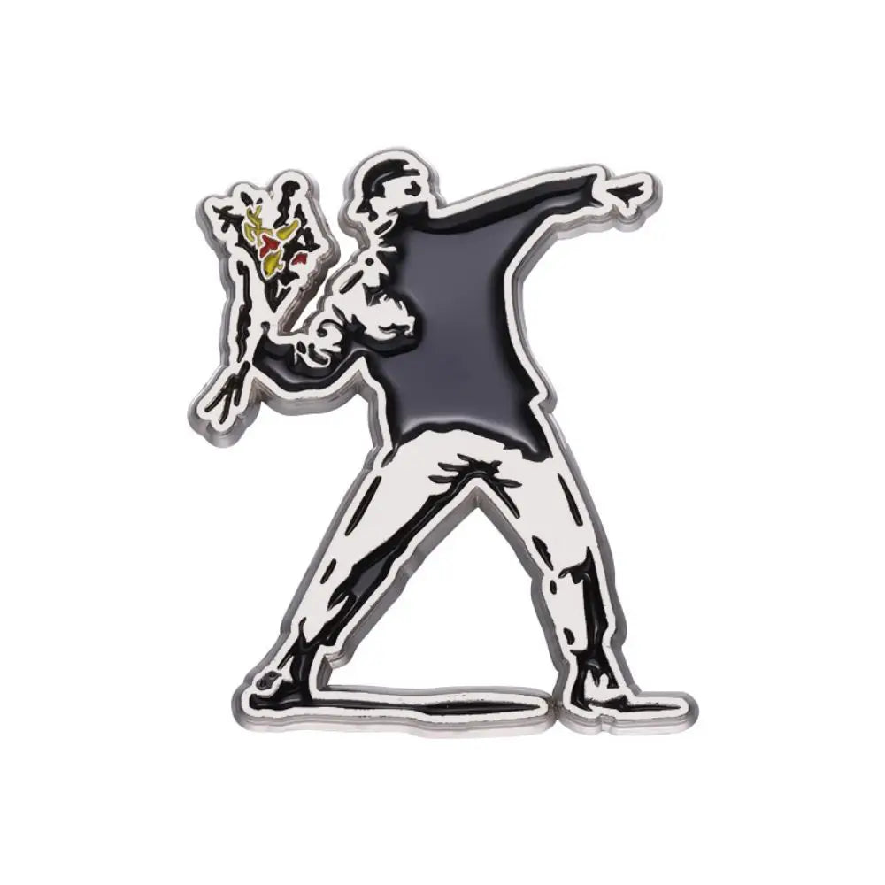 Banksy Art Enamel Pins Set, Balloon Girl & Flower Thrower Brooches