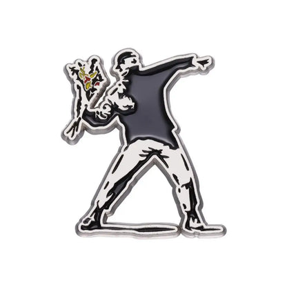 Banksy Art Enamel Pins Set, Balloon Girl & Flower Thrower Brooches