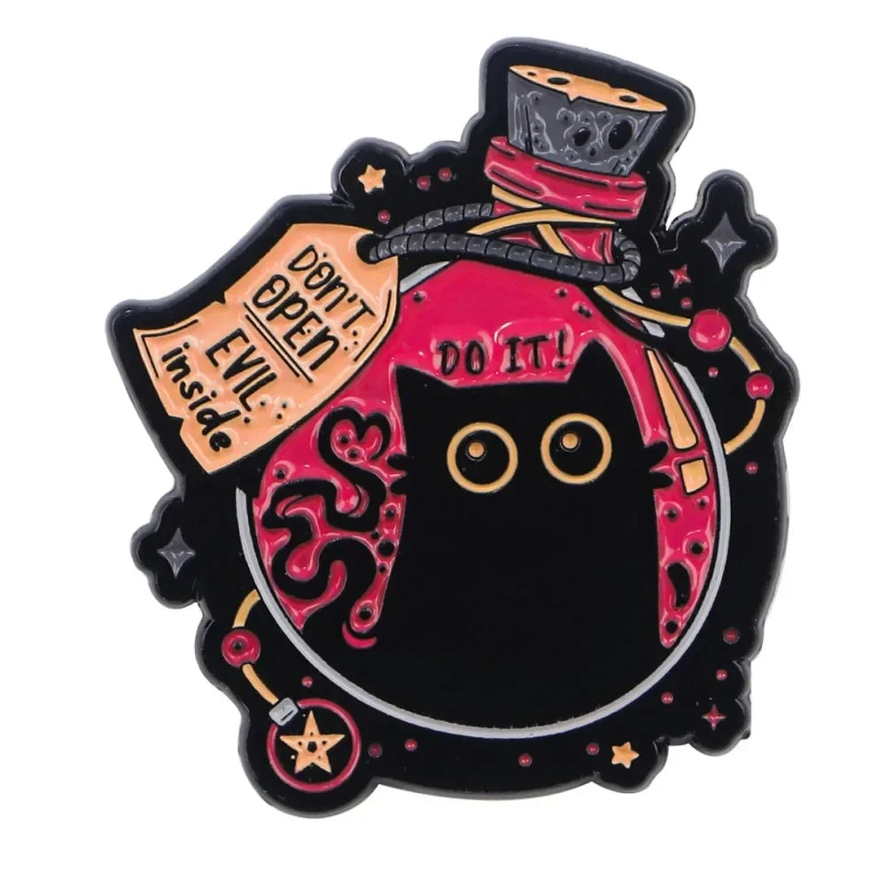 Sarcastic Black Cat Enamel Brooch