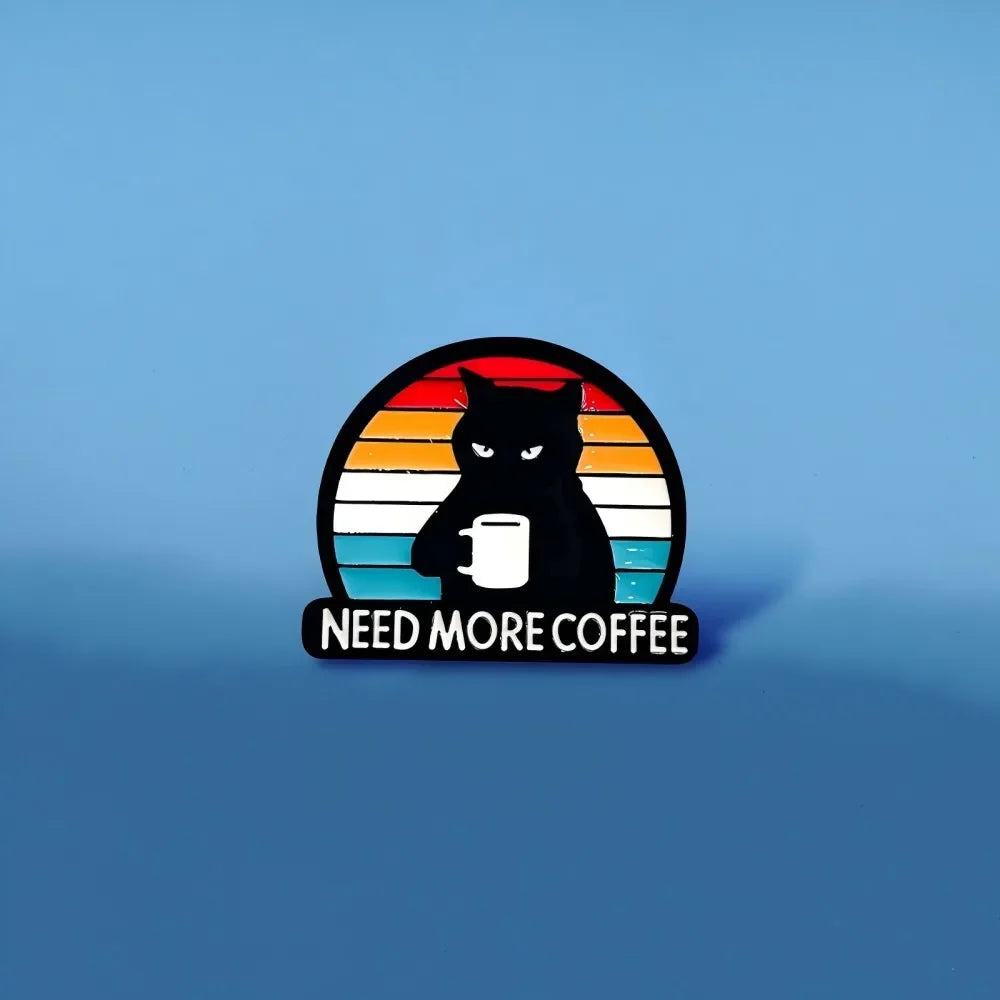 Sarcastic Black Cat Enamel Brooch