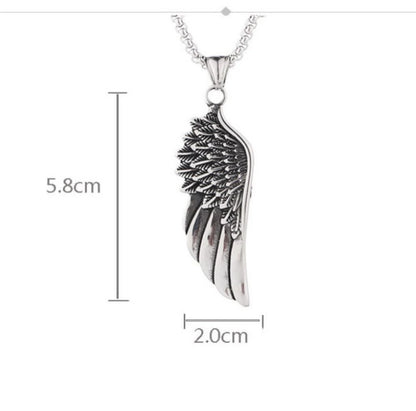 70cm Vintage Titanium Steel Long Feather Wings Pendant Necklace for Cool Men-Wannee Hip Hop Accessory